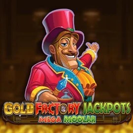 Gold Factory Jackpots Mega Moolah logo by Aurum Signature Studios at Realz Casino
